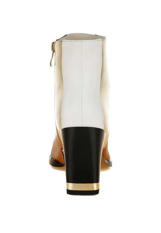 Steph Three Tone Block Heel Booties
