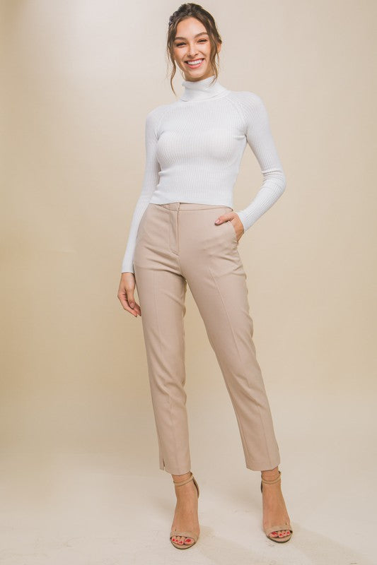 Love Tree Turtleneck Ribbed Knit Top