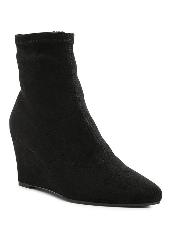 Yara Microfiber Wedge Booties