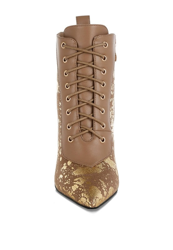 Chai Abstract Lace Up Heels