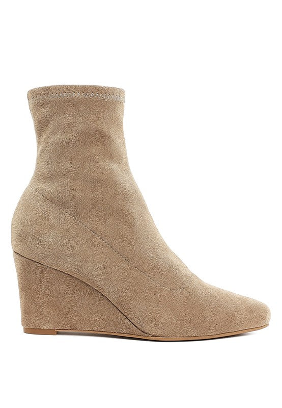 Yara Microfiber Wedge Booties