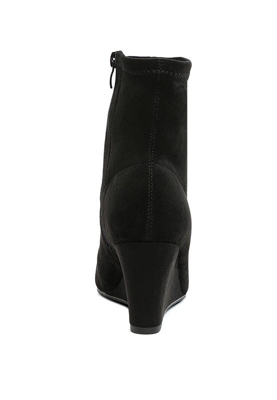 Yara Microfiber Wedge Booties