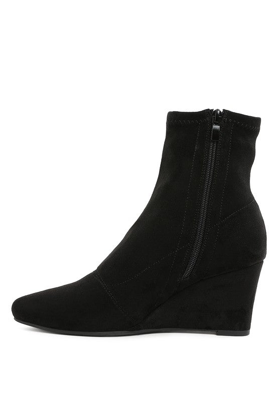 Yara Microfiber Wedge Booties