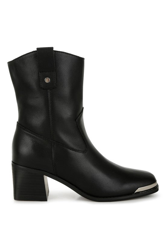 Iliad Leather Metallic Accent Ankle Boots