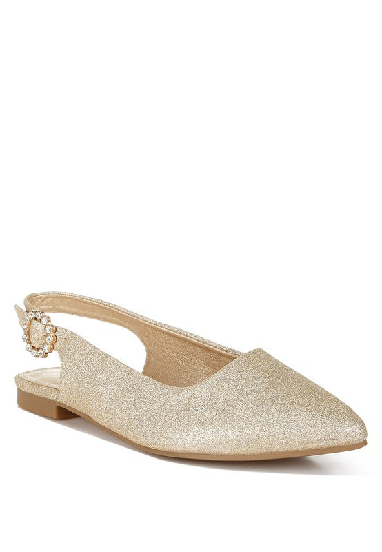 Giora Glitter Slingback Flat Sandals