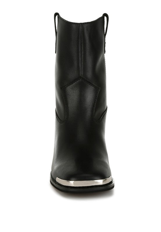 Iliad Leather Metallic Accent Ankle Boots