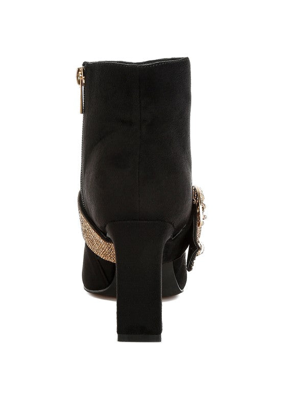 Asagao Diamante & Rhinestone Strap Boots