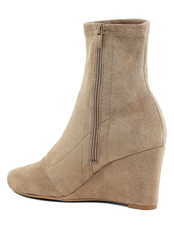 Yara Microfiber Wedge Booties