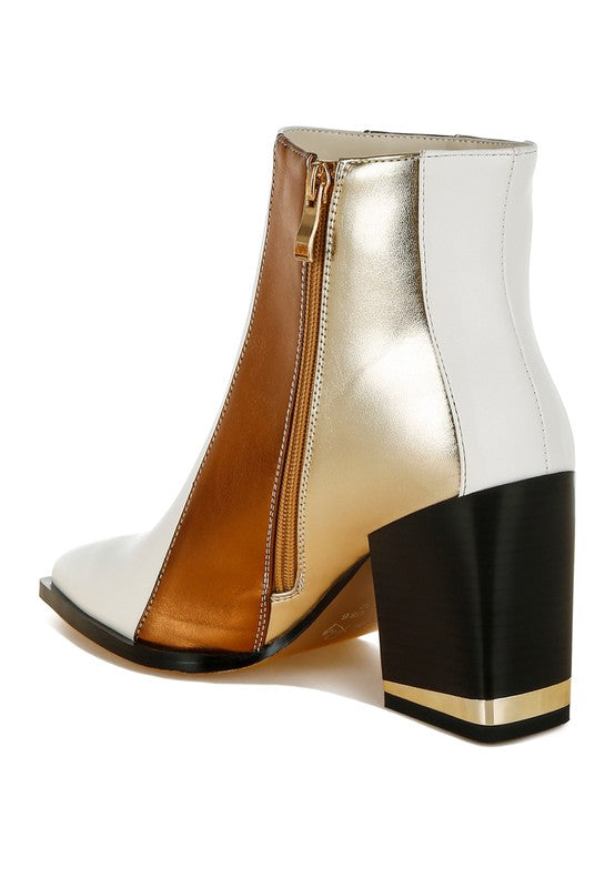 Steph Three Tone Block Heel Booties