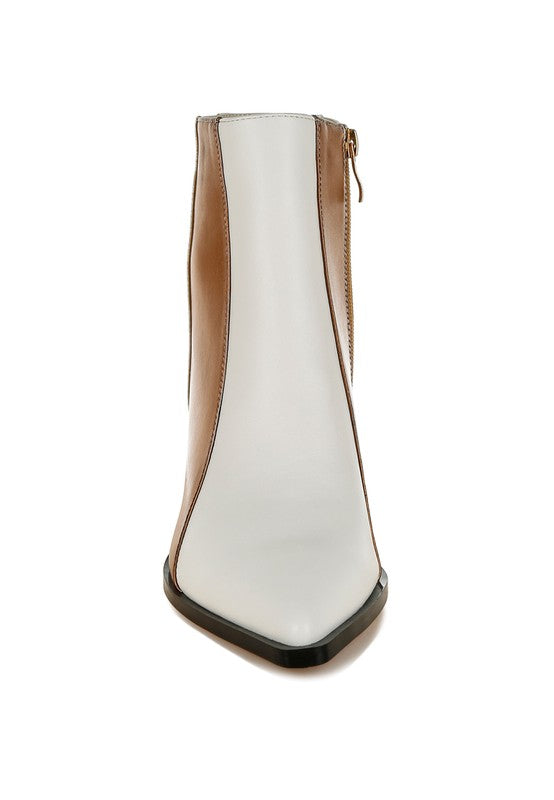 Steph Three Tone Block Heel Booties