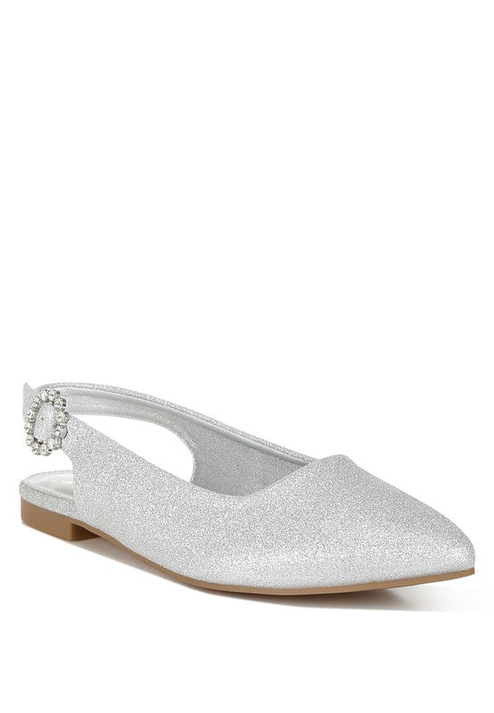 Giora Glitter Slingback Flat Sandals