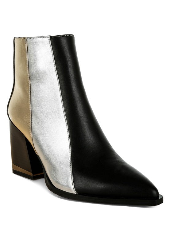 Steph Three Tone Block Heel Booties