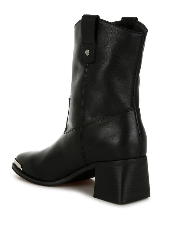 Iliad Leather Metallic Accent Ankle Boots