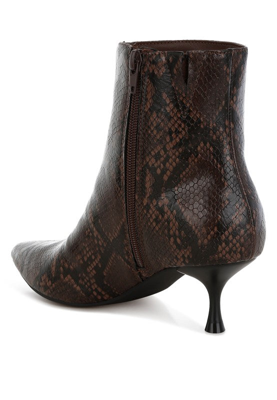 Tomas Snake Print Kitten Heel Booties