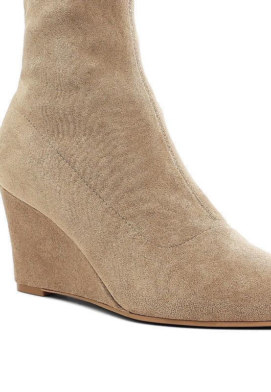 Yara Microfiber Wedge Booties