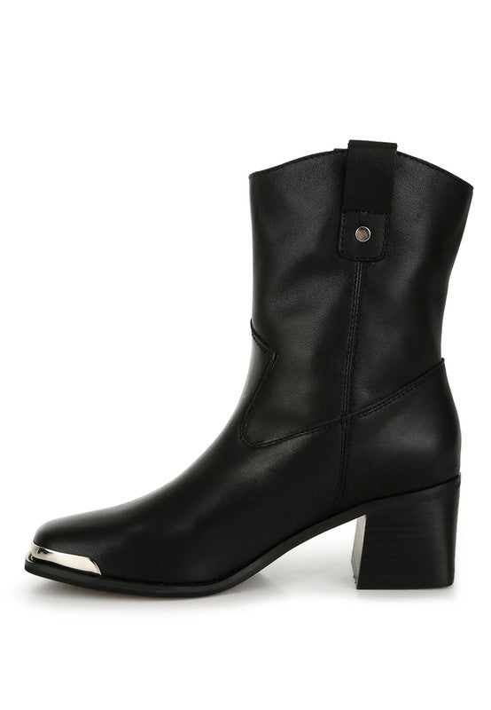 Iliad Leather Metallic Accent Ankle Boots