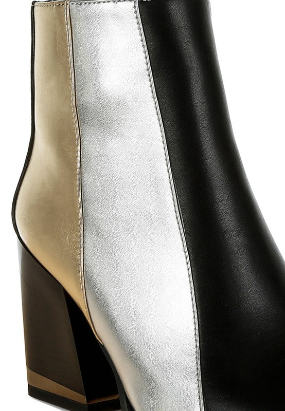 Steph Three Tone Block Heel Booties