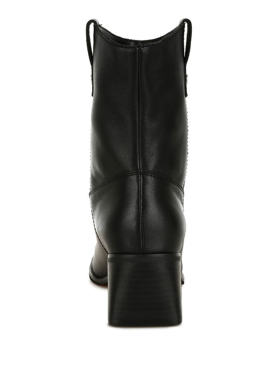 Iliad Leather Metallic Accent Ankle Boots