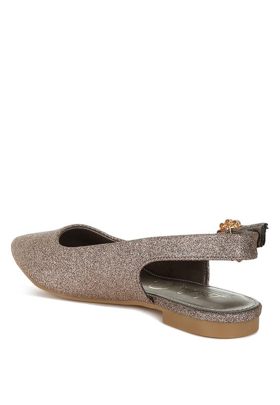 Giora Glitter Slingback Flat Sandals