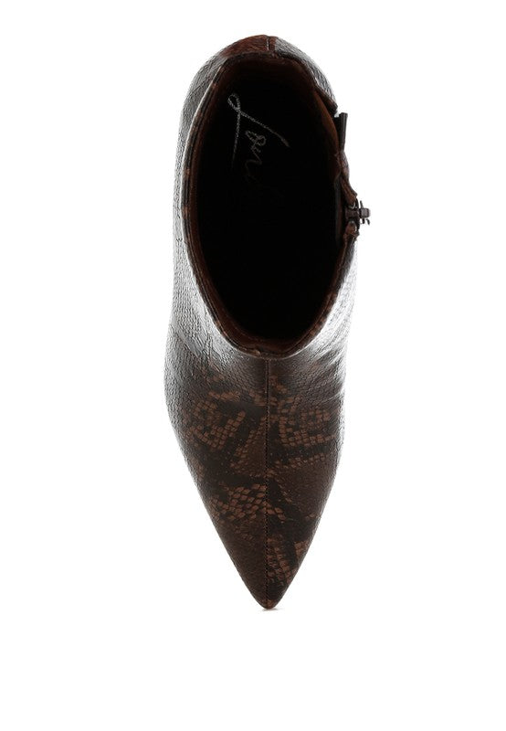 Tomas Snake Print Kitten Heel Booties