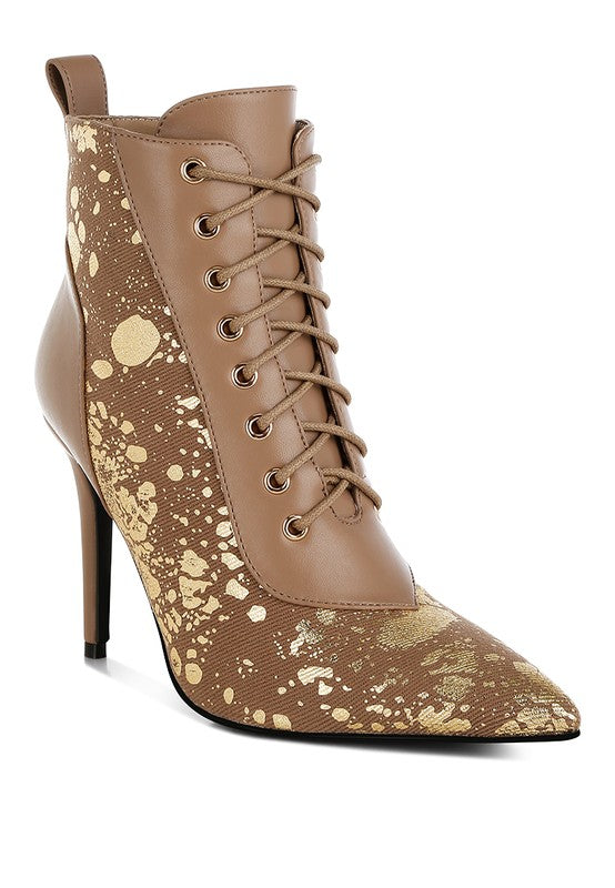Chai Abstract Lace Up Heels
