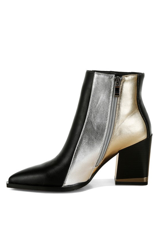 Steph Three Tone Block Heel Booties