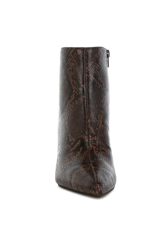 Tomas Snake Print Kitten Heel Booties
