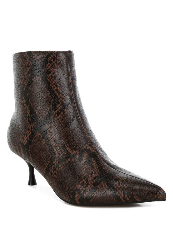 Tomas Snake Print Kitten Heel Booties