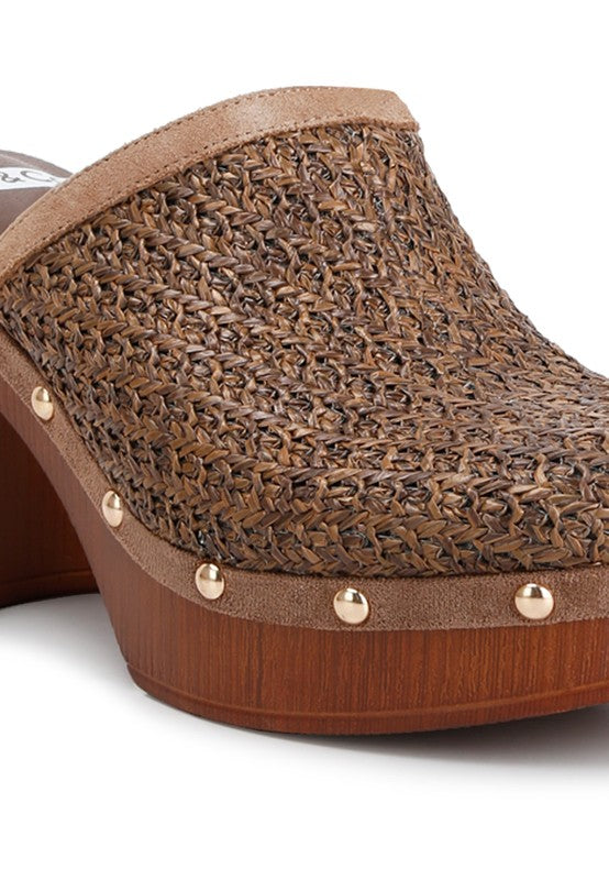 Snakebite Raffia Platform Clogs