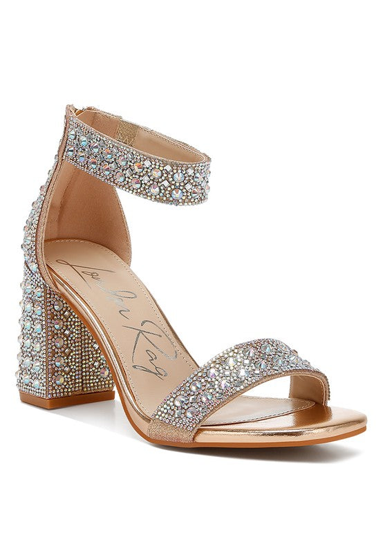 Cady Rhinestone Block Heel Sandals