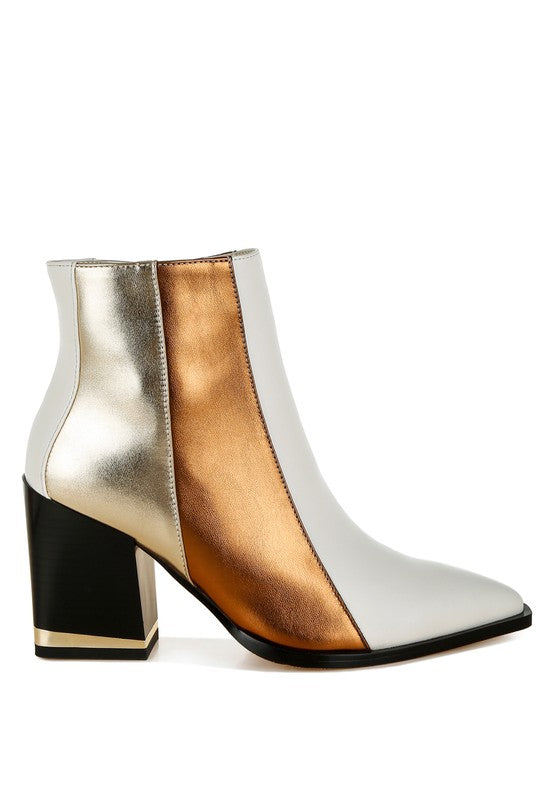 Steph Three Tone Block Heel Booties