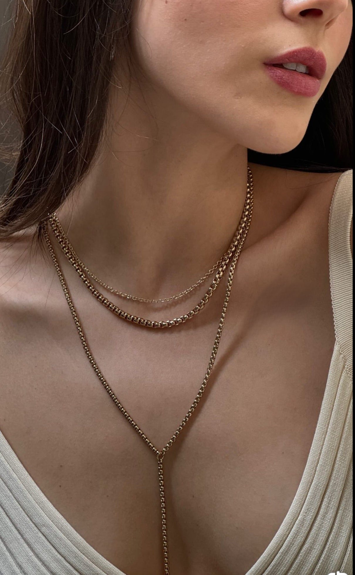 Thin Luciana Box Chain Lariat