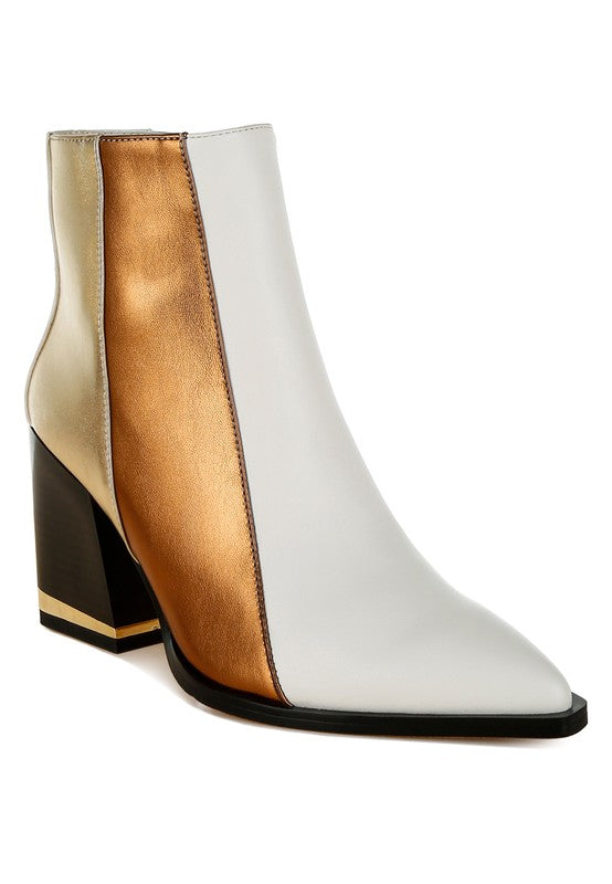 Steph Three Tone Block Heel Booties