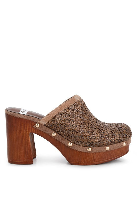 Snakebite Raffia Platform Clogs