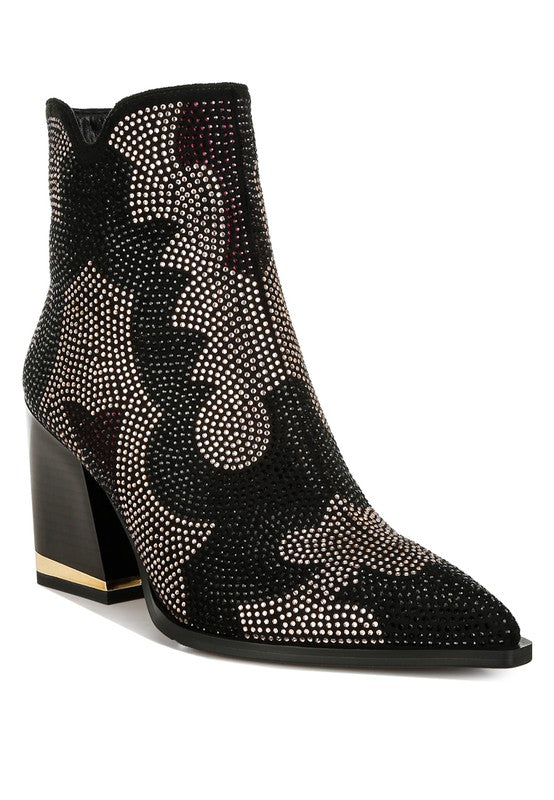 Zarka Rhinestones Heel Boots