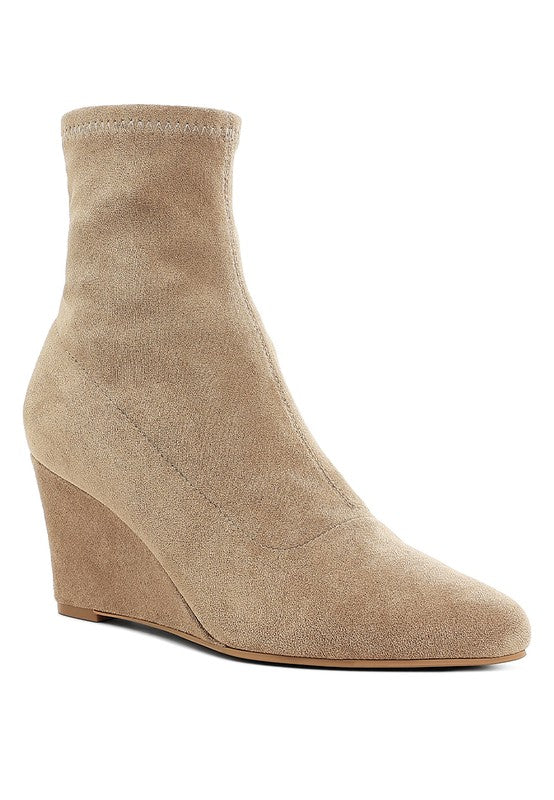 Yara Microfiber Wedge Booties