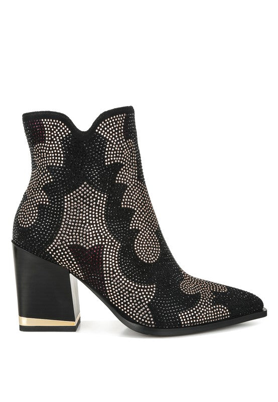 Zarka Rhinestones Heel Boots